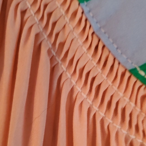 Striped Pink and Green V Neck Women's Top - Picture 6 of 8